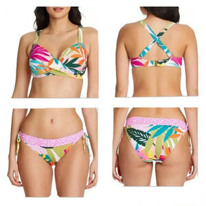 BLEU ROD BEATTIE Wild At Heart Underwire Bikini Top Size 34DD Bottom Size 10